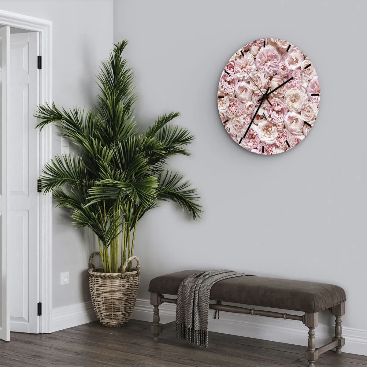 Horloge murale - Pendule murale - Un lit de roses - 30x30 cm