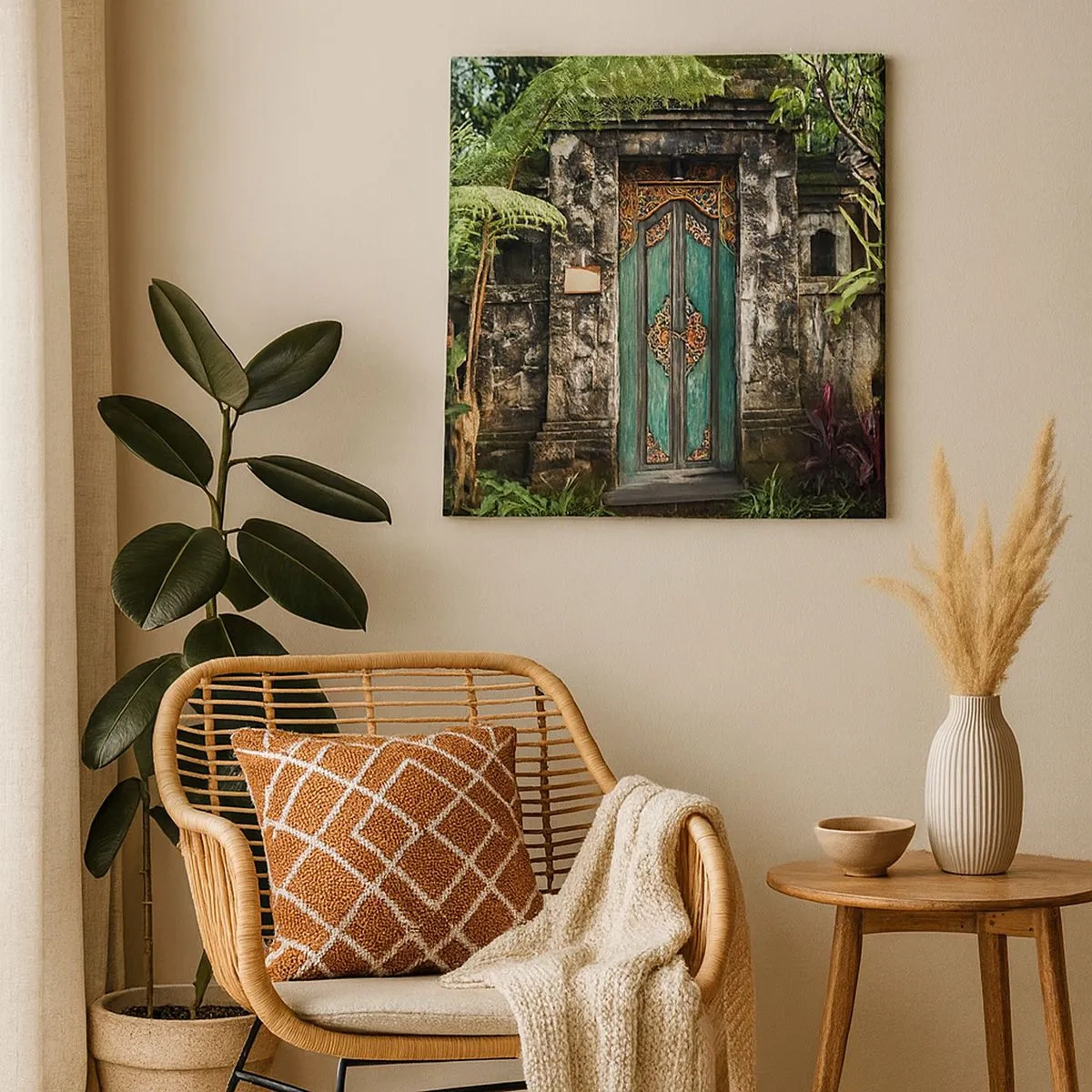 Impression sur toile - Image sur toile - Porte vers un monde exotique - 30x30 cm
