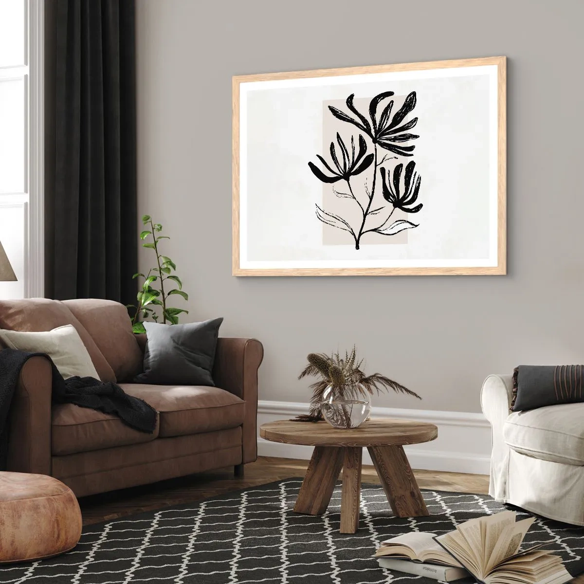 Affiche dans un chêne clair - Poster - Esquisse pour l'herbier - 70x50 cm