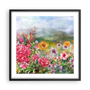 Affiche dans un cadre noir - Poster - Un jardin devenu fou - 50x50 cm