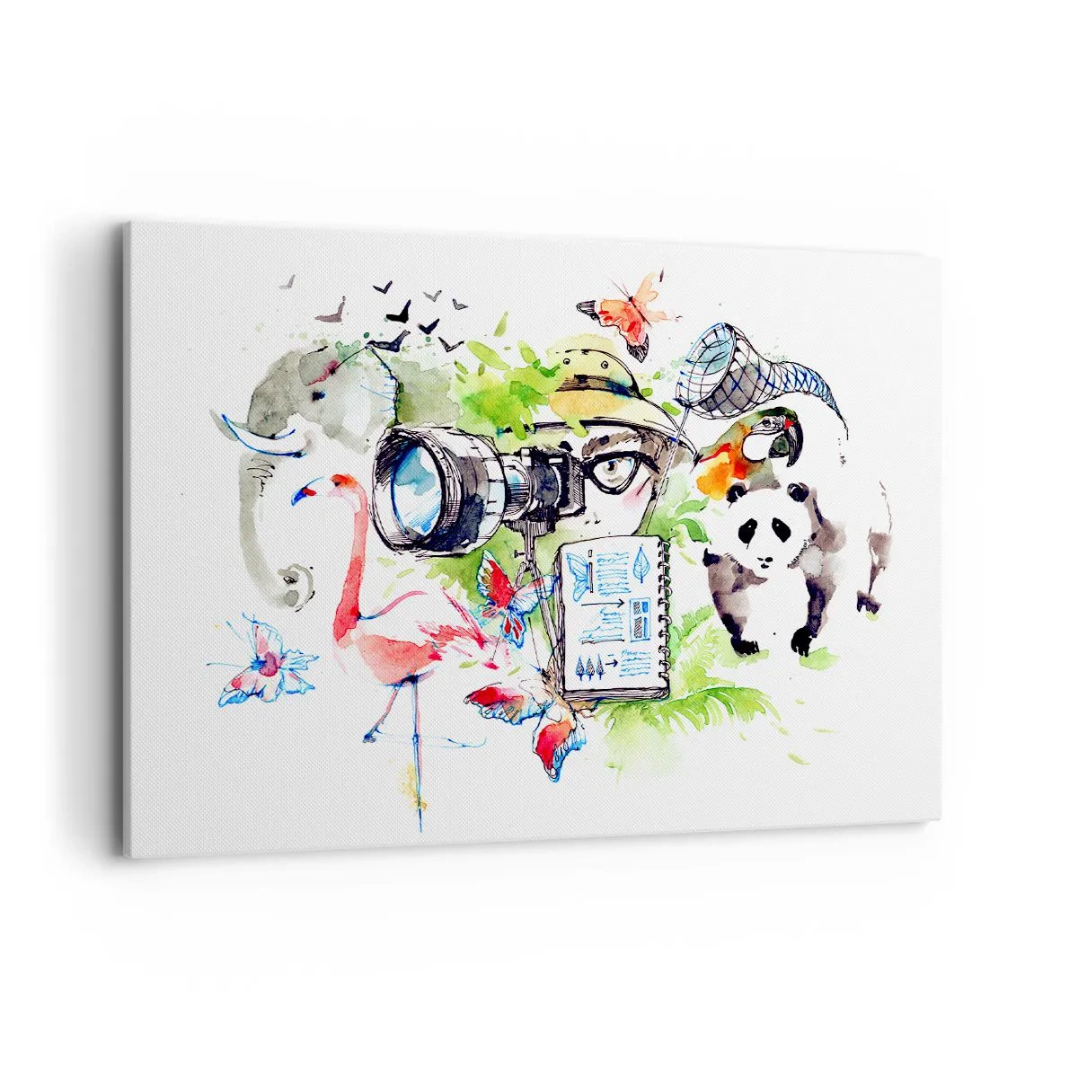 Impression sur toile - Image sur toile - Des graphismes colorés sur le thème de la nature et du safari - 100x70cm - Dans l'objectif d'un voyageu - Décoration murale moderne pour le salon et la chambre ARTTOR