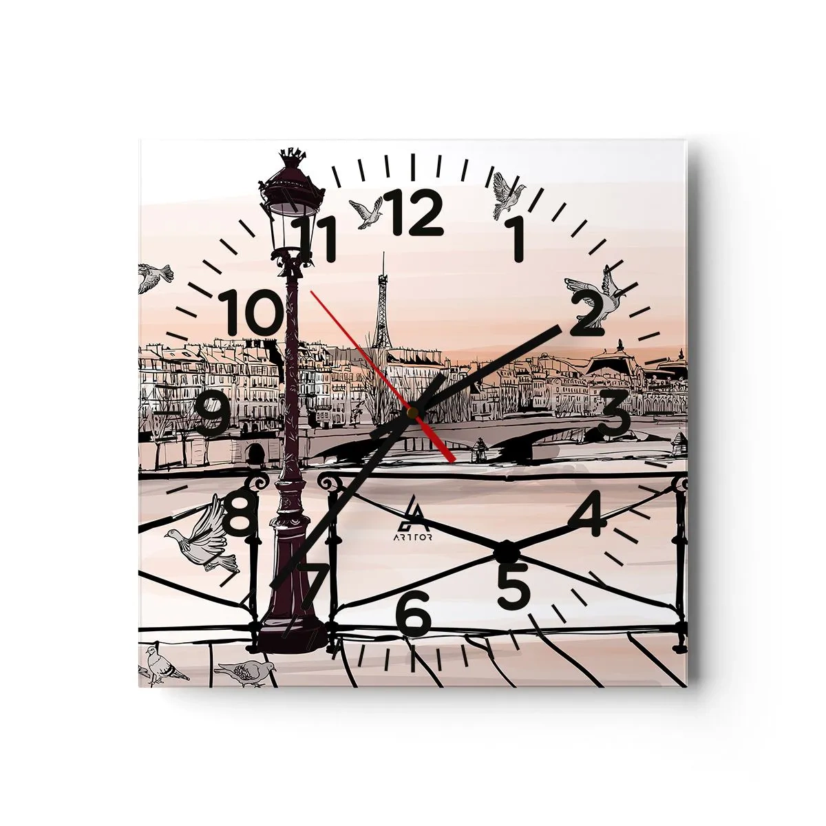 Horloge murale - Pendule murale - Sur les toits de Paris - 40x40 cm