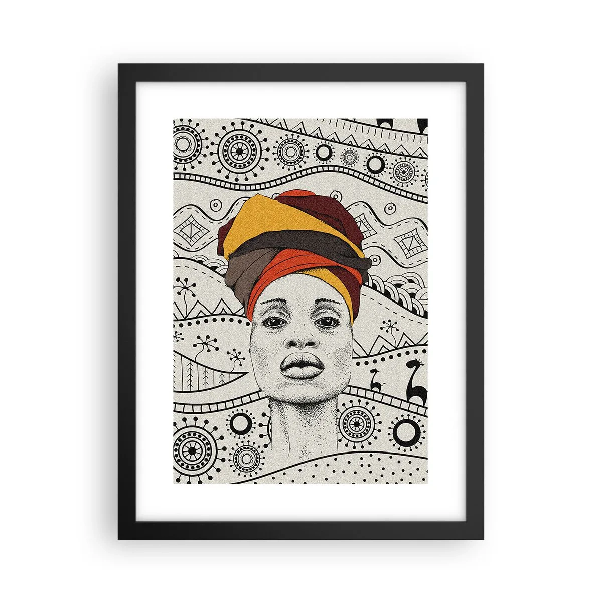 Affiche dans un cadre noir - Poster - Portrait Africain - 30x40 cm