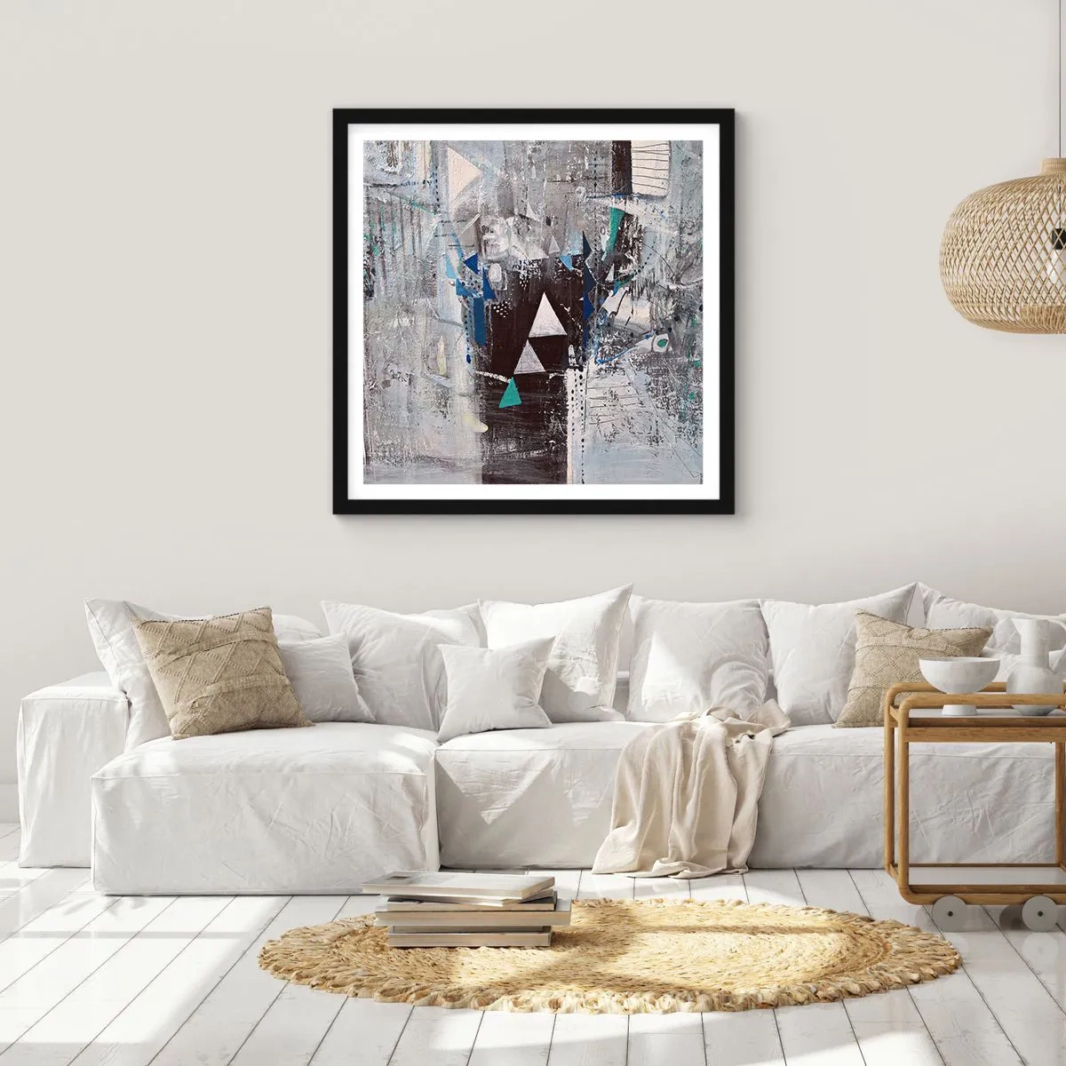 Affiche dans un cadre noir - Poster - Ordre prioritaire des triangles - 50x50 cm