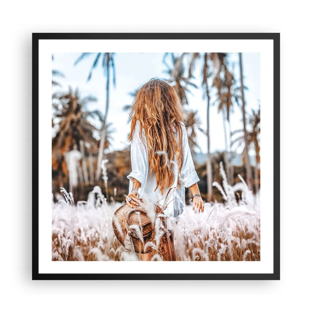 Affiche dans un cadre noir - Poster - Né de peluches d'herbe - 60x60 cm
