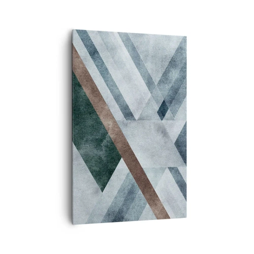 Impression sur toile - Image sur toile - Formes géométriques dans des tons froids de bleu et de marron - 80x120cm - Élégance sophistiquée de la géométrie - Décoration murale moderne pour le salon et la chambre ARTTOR