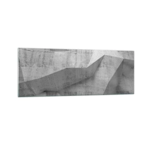 Impression sur verre - Image sur verre - Formes géométriques en béton en gris - 140x50cm - Un vrai challenge - Décoration murale moderne pour le salon et la chambre ARTTOR