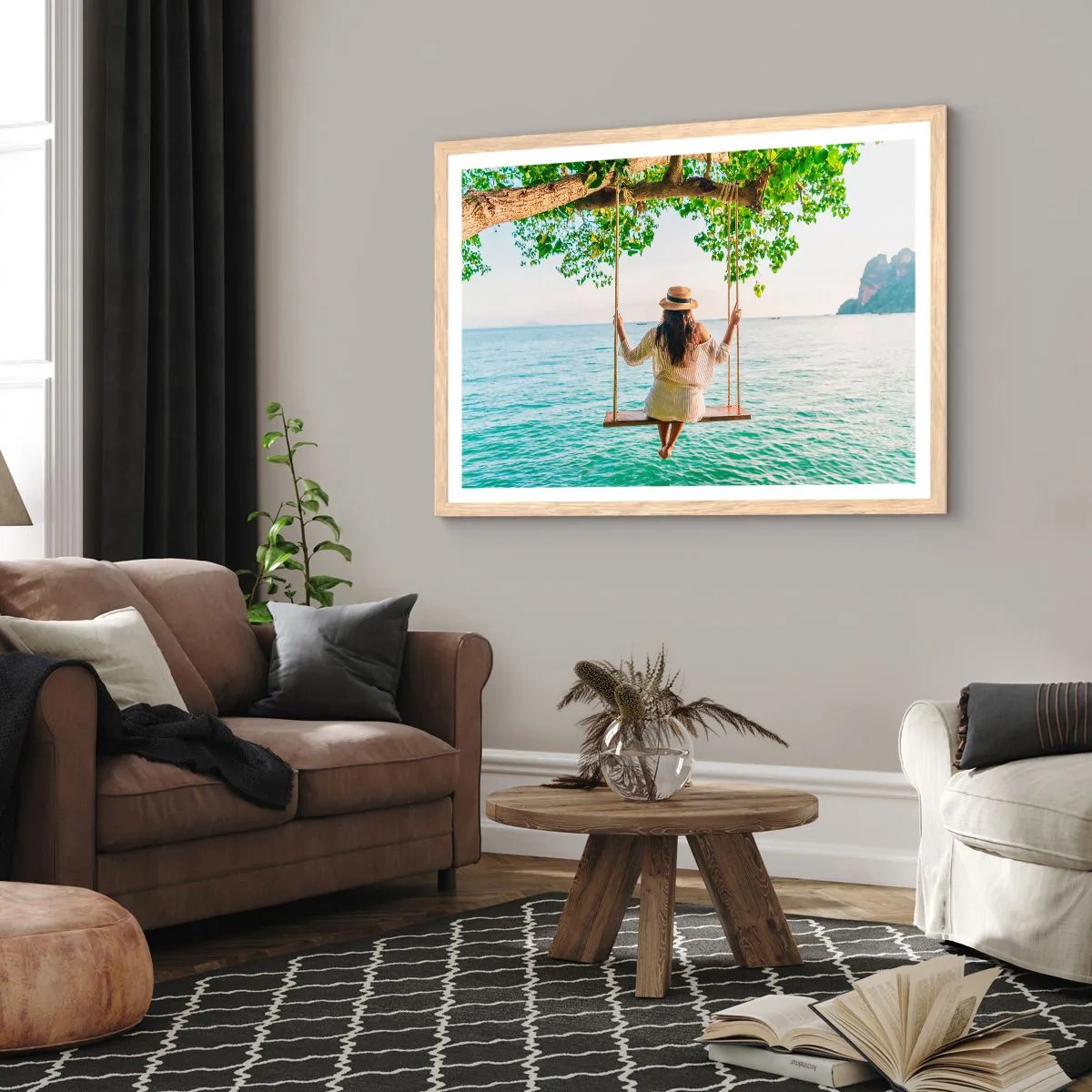 Affiche dans un chêne clair - Poster - La vie est belle - 40x30 cm