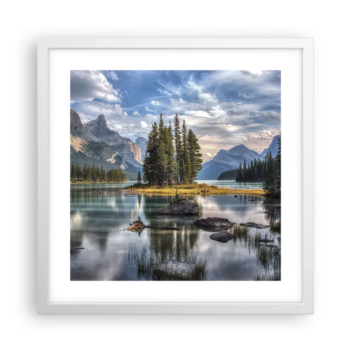 Affiche dans un cadre blanc - Poster - Sous les grandes eaux claires - 40x40 cm