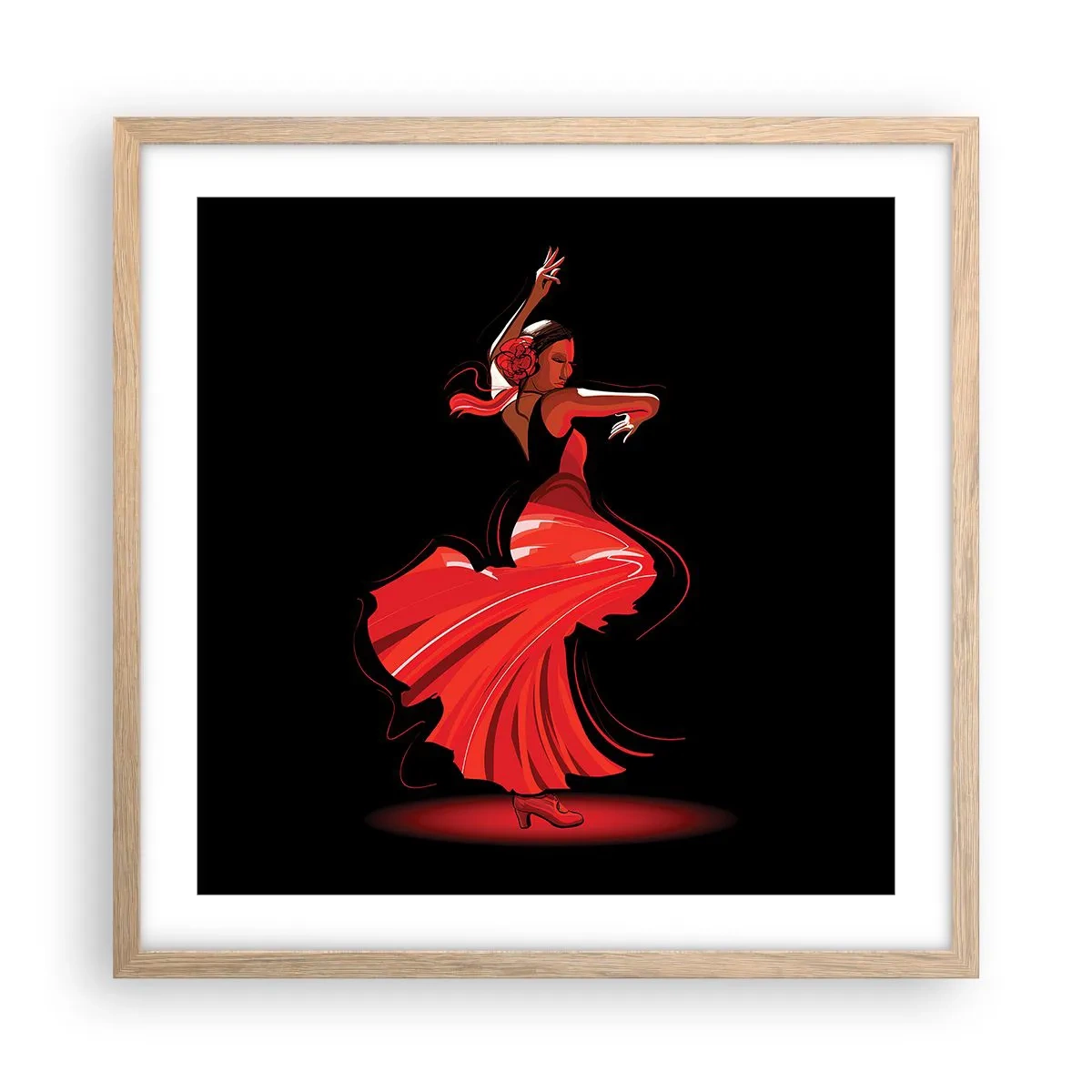 Affiche dans un chêne clair - Poster - L'esprit fougueux du flamenco - 50x50 cm