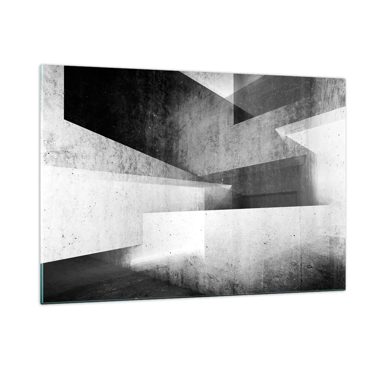 Impression sur verre - Image sur verre - Formes géométriques en béton dans des tons noirs et blancs - 120x80cm - Structure de l'espace - Décoration murale moderne pour le salon et la chambre ARTTOR