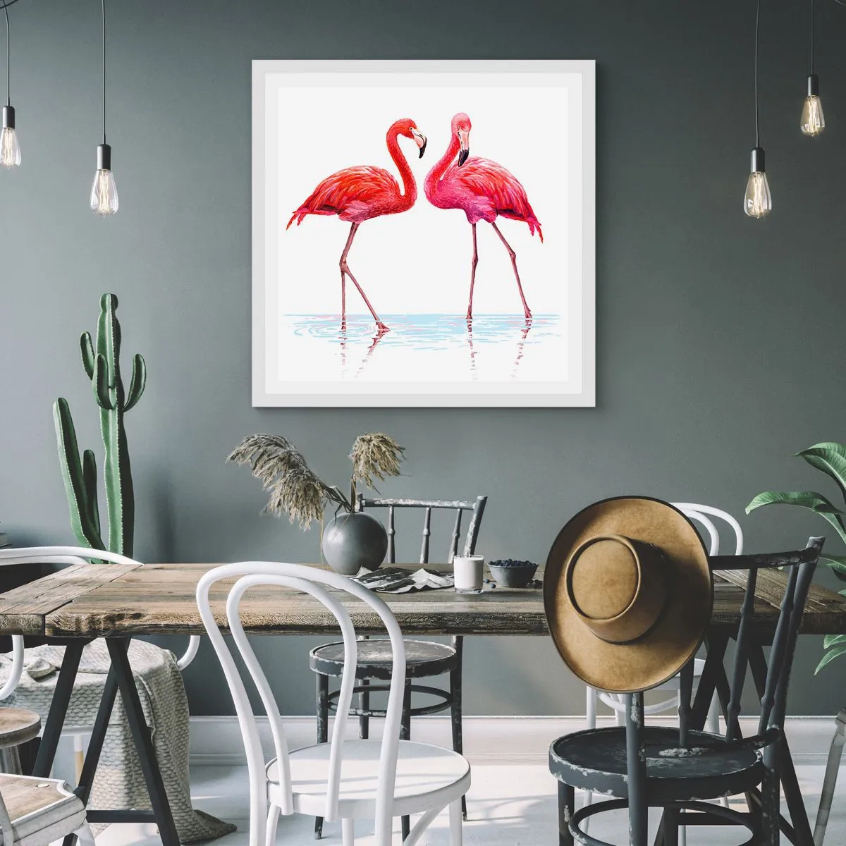 Affiche dans un cadre blanc - Poster - Rendez-vous rose - 60x60 cm