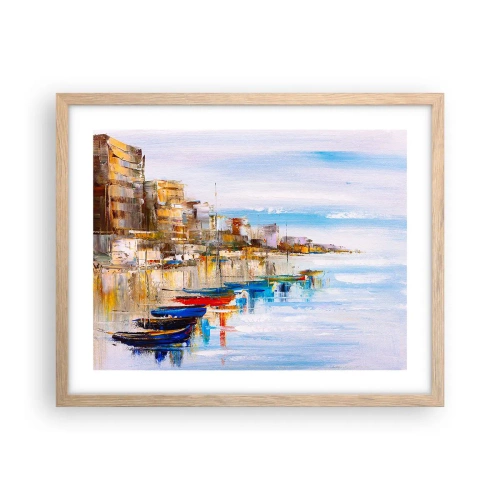 Affiche dans un chêne clair - Poster - Un havre urbain multicolore - 50x40 cm