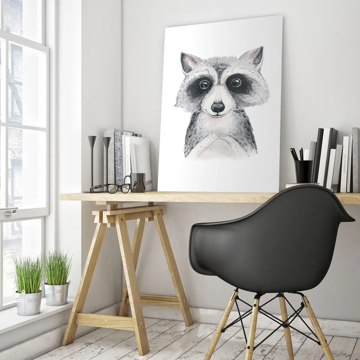 Impression sur verre - Image sur verre - Portrait d'un chien viverrin en noir et blanc - 50x70cm - Un moment pour s'émouvoir - Décoration murale moderne pour le salon et la chambre ARTTOR