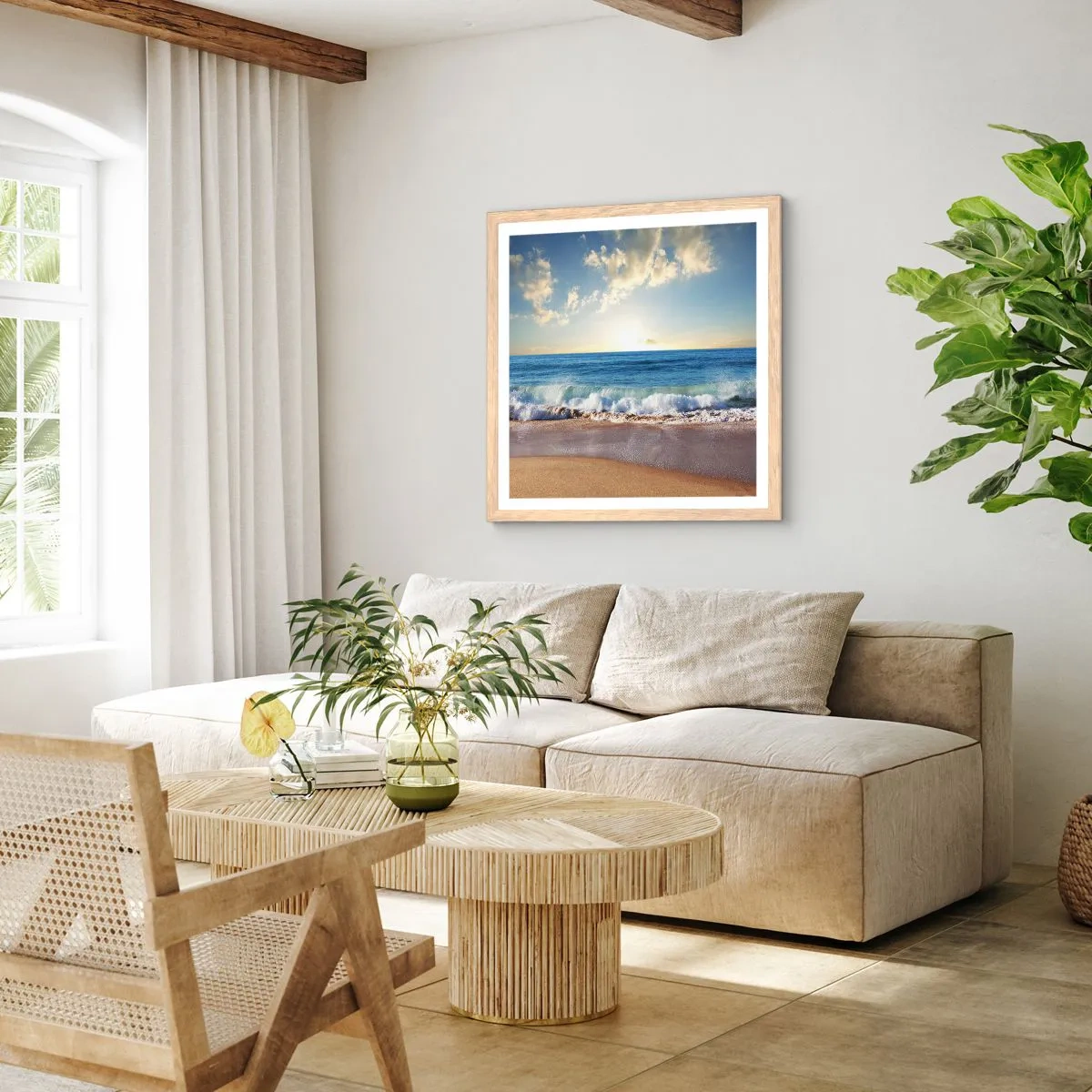 Affiche dans un chêne clair - Poster - Mouvement et immobilité à la fois - 50x50 cm