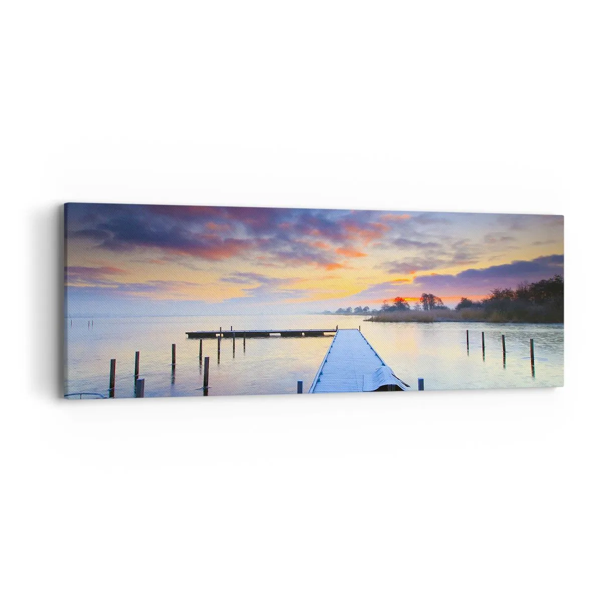 Impression sur toile - Image sur toile - Calme violet-doré - 90x30 cm