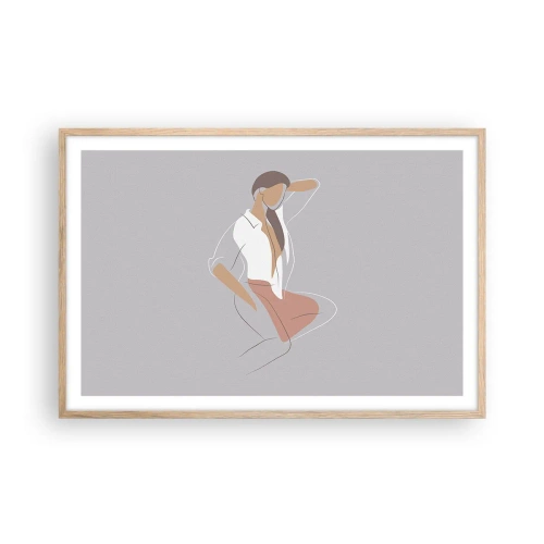 Affiche dans un chêne clair - Poster - Contour gracieux - 91x61 cm