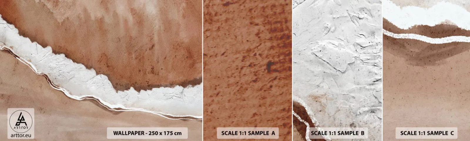 Échantillon De Papier Peint Standard Eco - Dans des couleurs de la terre - Bord, Sable, Plage - 100x30 cm