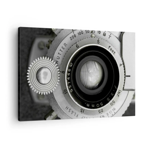Impression sur toile - Image sur toile - L'objectif d'un vieil appareil photo - 70x50cm - Histoire d'Hollywood - Décoration murale moderne pour le salon et la chambre ARTTOR