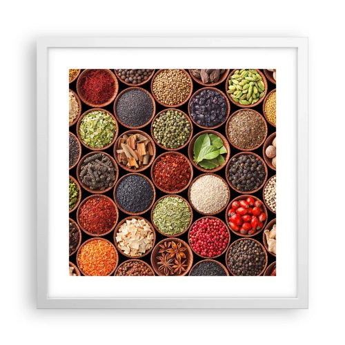 Affiche dans un cadre blanc - Poster - Toutes les saveurs du monde - 40x40 cm