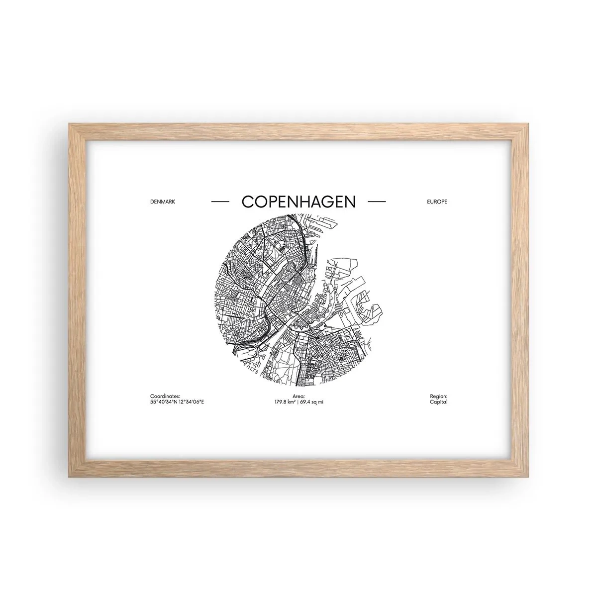 Affiche dans un chêne clair - Poster - Anatomie de Copenhague - 40x30 cm