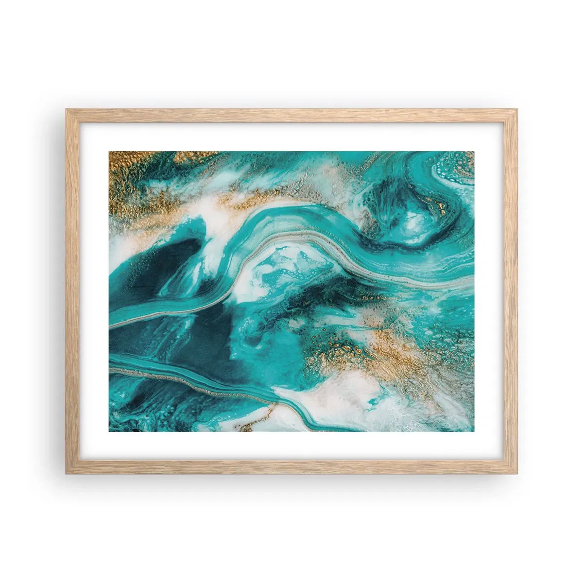 Affiche dans un chêne clair - Poster - Rivière d'or - 50x40 cm