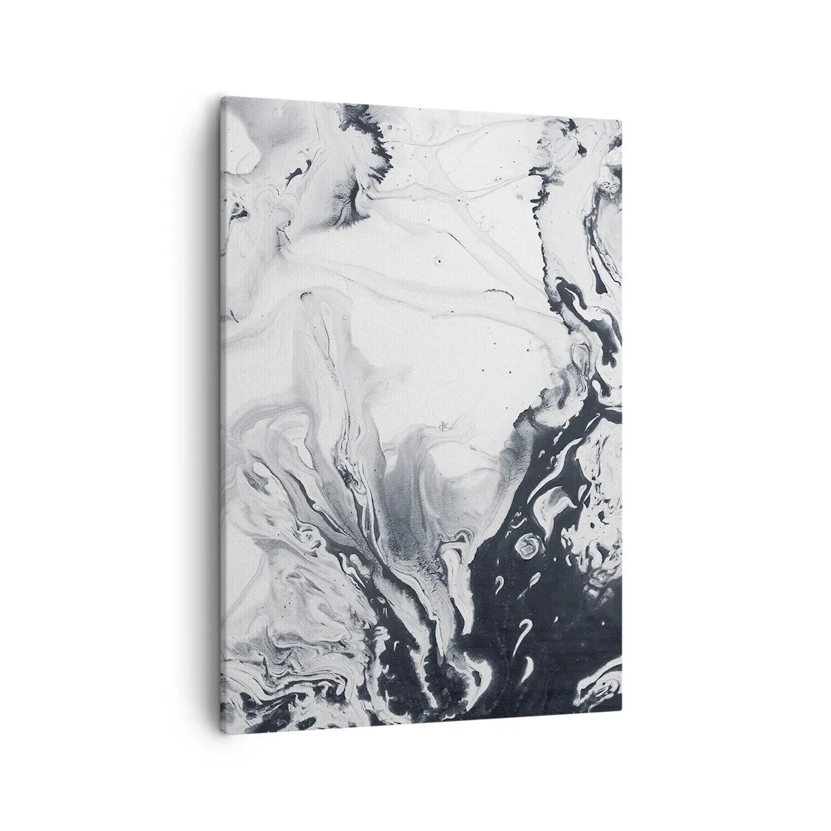 Impression sur toile - Image sur toile - Motif abstrait monochrome avec effet marbré - 50x70cm - Au centre de la Terre - Décoration murale moderne pour le salon et la chambre ARTTOR