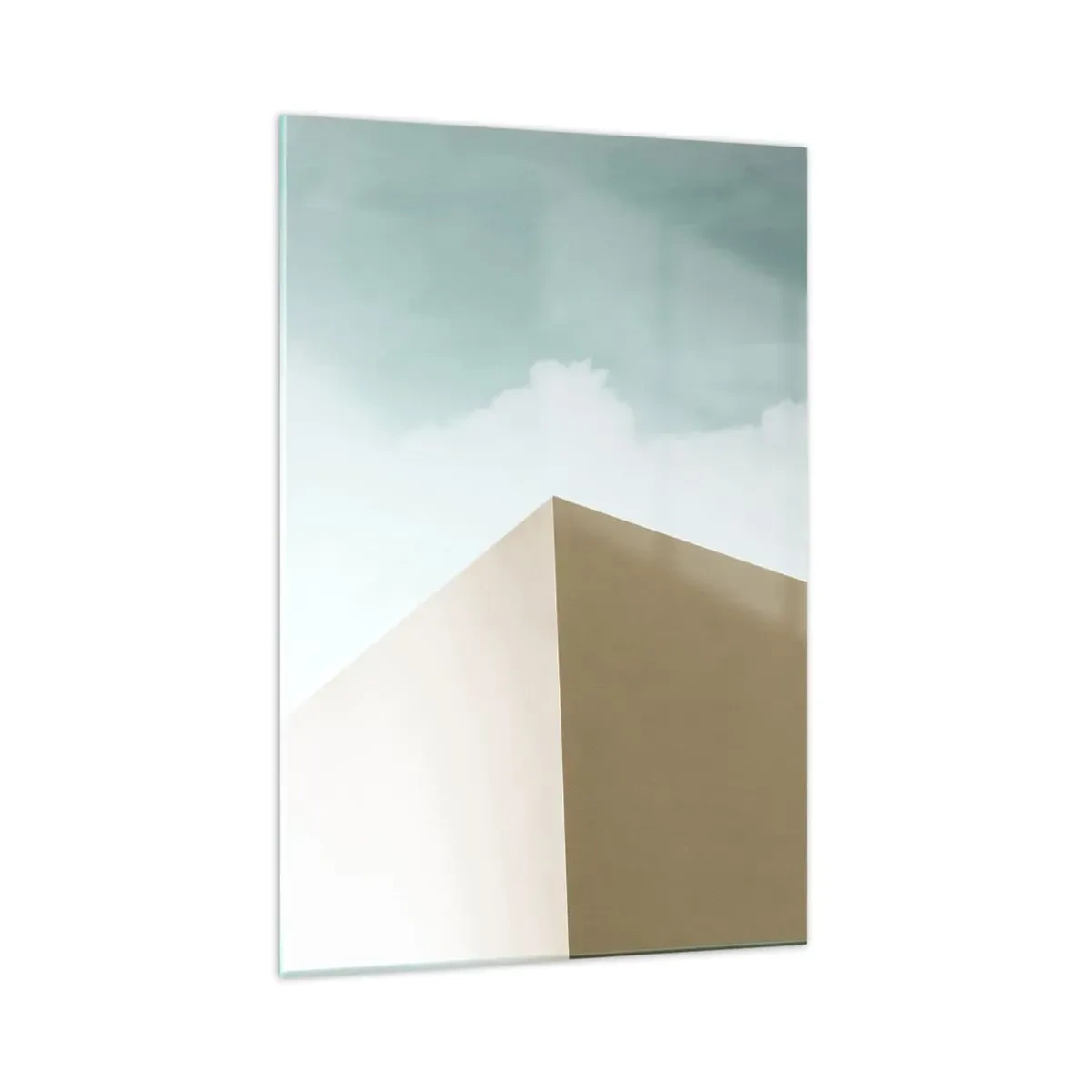 Impression sur verre - Image sur verre - Architecture minimaliste avec des blocs pastel et du ciel - 70x100cm - La géométrie d'un été ensoleillé - Décoration murale moderne pour le salon et la chambre ARTTOR