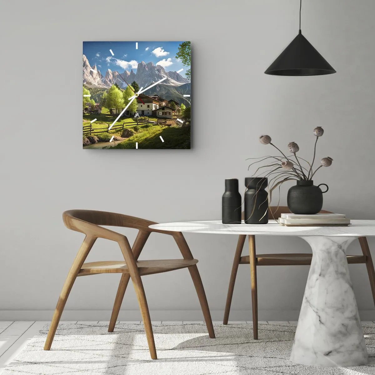 Horloge murale - Pendule murale - Idylle alpine - 30x30 cm