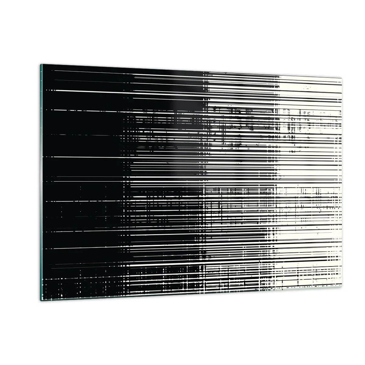 Impression sur verre - Image sur verre - Abstraction en noir et blanc avec des lignes horizontales créant un dégradé - 120x80cm - Ondes et vibrations - Décoration murale moderne pour le salon et la chambre ARTTOR
