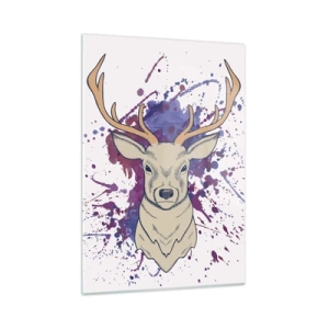 Impression sur verre - Image sur verre - Illustration d'un cerf avec un fond coloré et abstrait - 50x70cm - Courage et équilibre - Décoration murale moderne pour le salon et la chambre ARTTOR