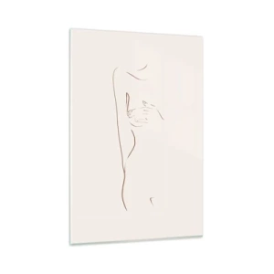 Impression sur verre - Image sur verre - Un dessin au trait subtil d'une silhouette sur un fond clair - 80x120cm - La forme du désir - Décoration murale moderne pour le salon et la chambre ARTTOR