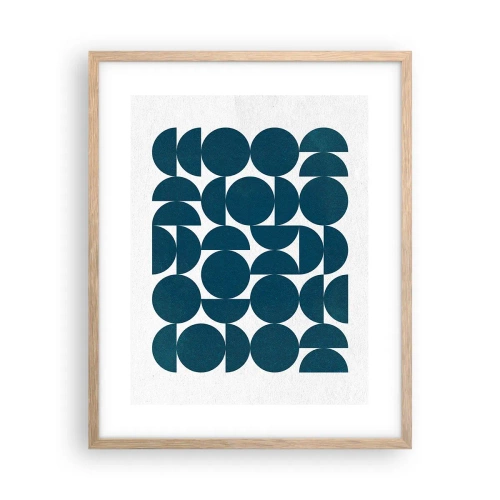 Affiche dans un chêne clair - Poster - Cercles et demi-cercles - 40x50 cm