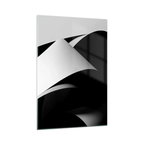 Impression sur verre - Image sur verre - Formes abstraites en noir et blanc avec des contrastes saisissants - 70x100cm - Plans de lumière venus des profondeurs de l'ombre - Décoration murale moderne pour le salon et la chambre ARTTOR