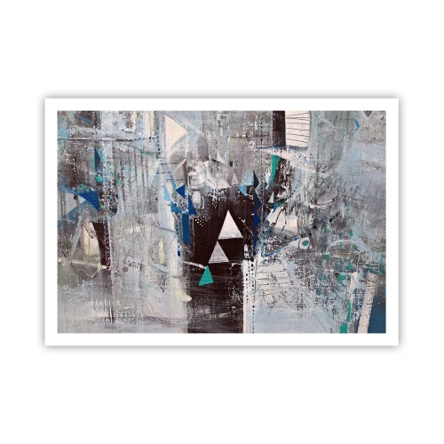 Affiche - Poster - Composition abstraite avec des triangles et des motifs géométriques - 100x70cm - Ordre prioritaire des triangles - Décoration murale moderne pour le salon et la chambre ARTTOR