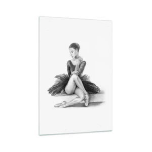 Impression sur verre - Image sur verre - Un croquis d'une ballerine dans un style subtil et classique - 70x100cm - Envoutée par la danse - Décoration murale moderne pour le salon et la chambre ARTTOR