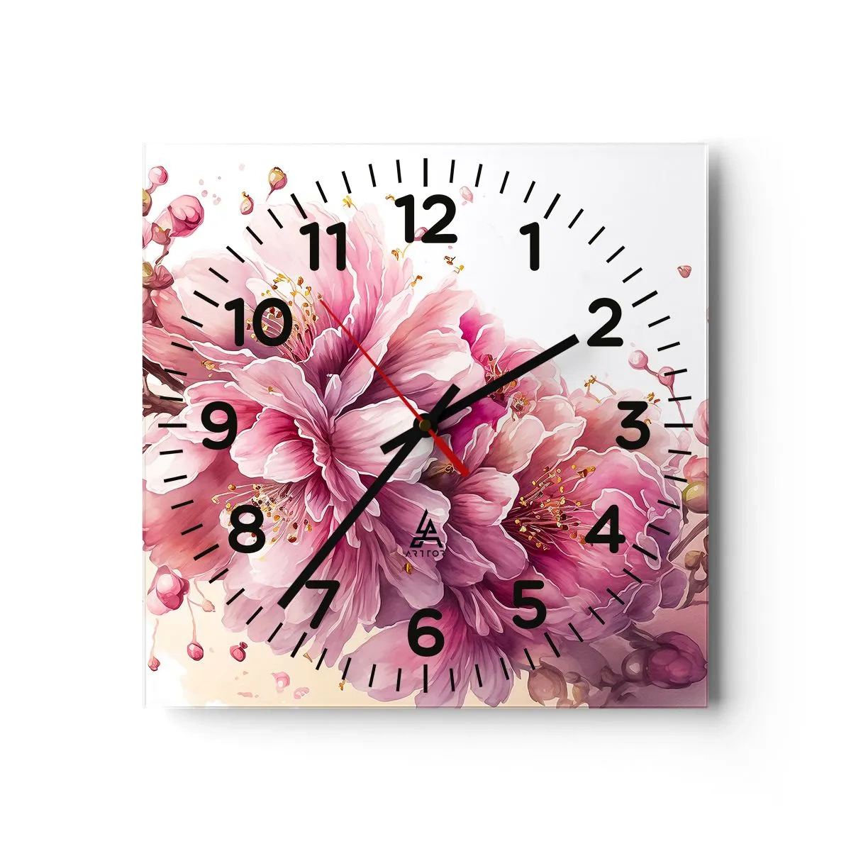 Horloge murale - Pendule murale - Fleur florissante de cerisier - 40x40 cm