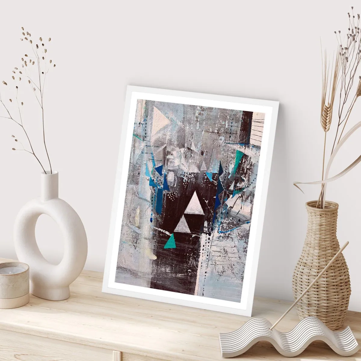 Affiche dans un cadre blanc - Poster - Ordre prioritaire des triangles - 40x50 cm