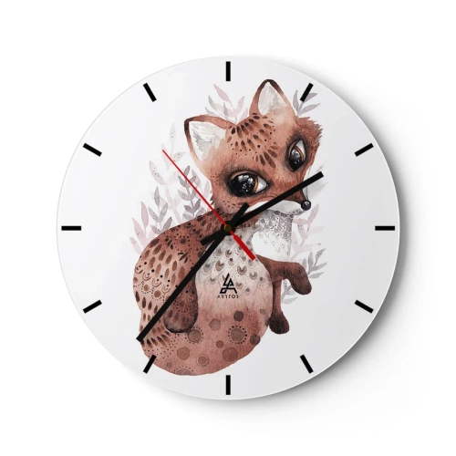 Horloge murale - Pendule murale - Un joli renard aquarelle sur fond blanc - 30x30cm - Seulement à aimer - Décoration murale moderne pour le salon, la cuisine et la chambre ARTTOR