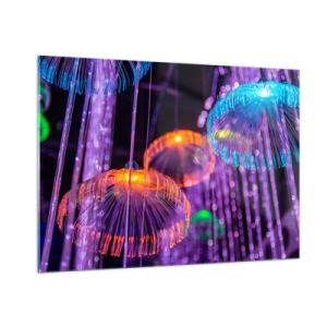 Impression sur verre - Image sur verre - Structures lumineuses colorées ressemblant à des méduses - 100x70cm - Fontaine lumineuse - Décoration murale moderne pour le salon et la chambre ARTTOR