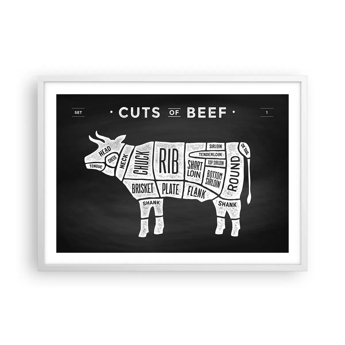 Affiche dans un cadre blanc - Poster - L'art de la découpe - 70x50 cm