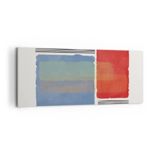 Impression sur toile - Image sur toile - Composition géométrique avec des blocs et des lignes colorés - 120x50cm - Esprit et lettre de la géométrie - Décoration murale moderne pour le salon et la chambre ARTTOR