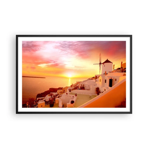 Affiche dans un cadre noir - Poster - Fondre en blanc et or - 91x61 cm