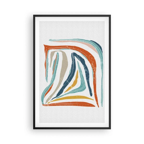 Affiche dans un cadre noir - Poster - Abstraction avec un sourire amical - 61x91 cm