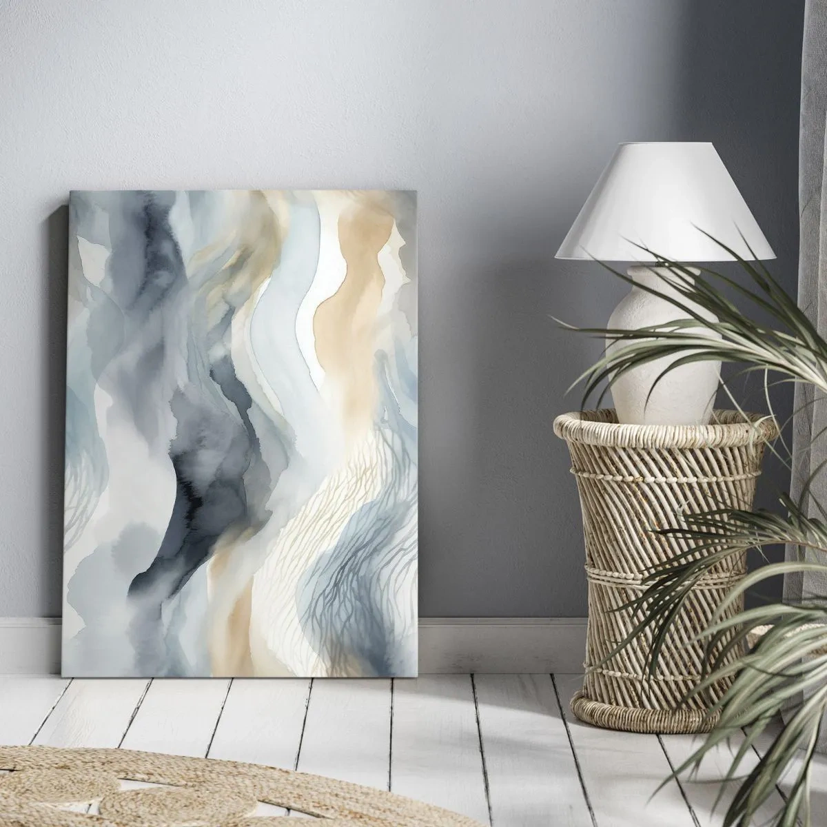 Impression sur toile - Image sur toile - Abstraction enneigée et brumeuse - 45x80 cm
