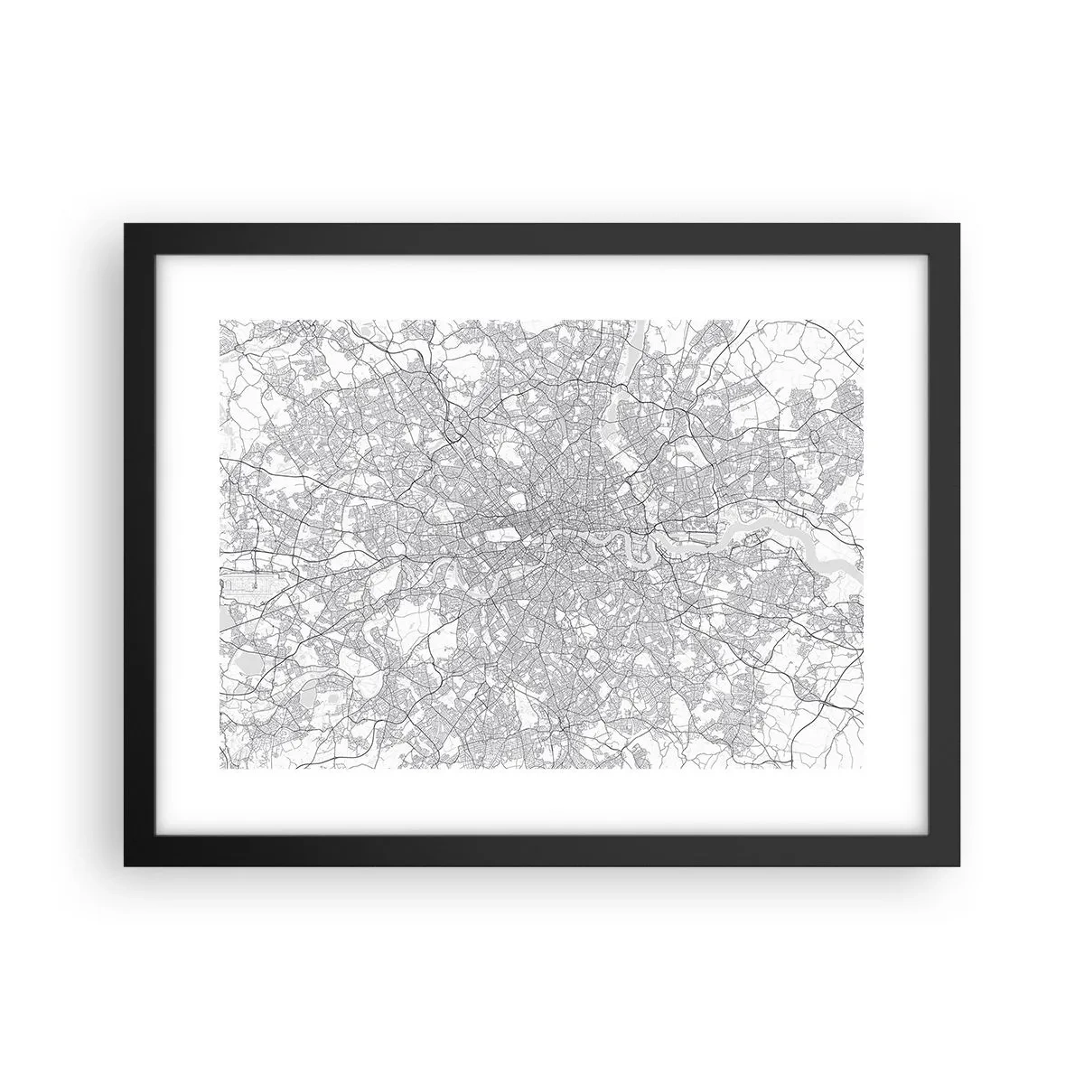 Affiche dans un cadre noir - Poster - Carte du labyrinthe londonien - 40x30 cm