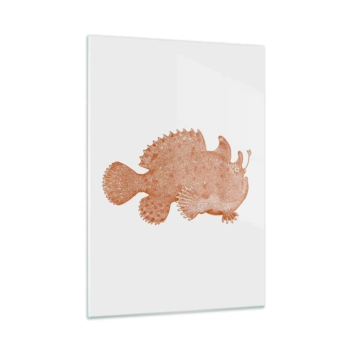 Impression sur verre - Image sur verre - Un dessin rouillé d'un poisson des profondeurs réalisé à l'aide de la technique du point - 50x70cm - Et pourtant un poisson - Décoration murale moderne pour le salon et la chambre ARTTOR