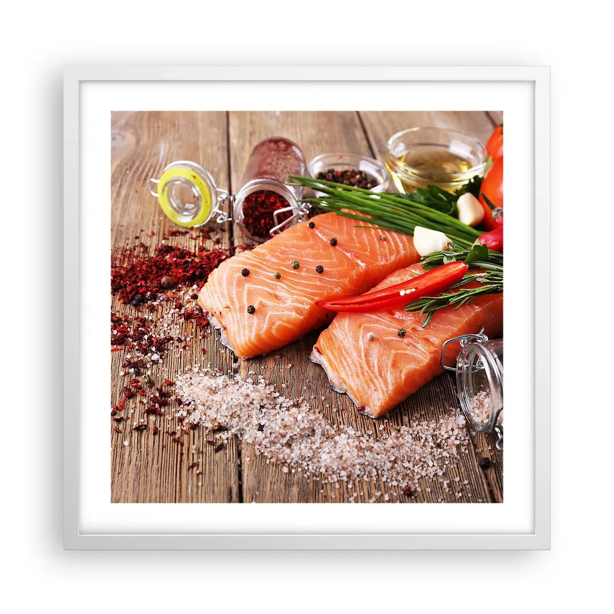 Affiche dans un cadre blanc - Poster - Aventure norvégienne dans la cuisine - 50x50 cm