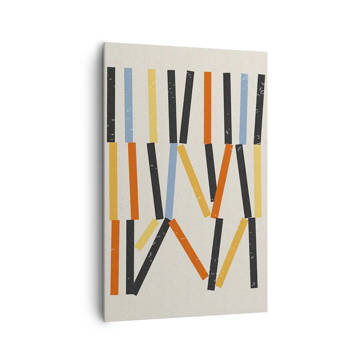 Impression sur toile - Image sur toile - Composition abstraite avec des rectangles colorés et noirs disposés horizontalement - 80x120cm - Composition de niveaux - Décoration murale moderne pour le salon et la chambre ARTTOR