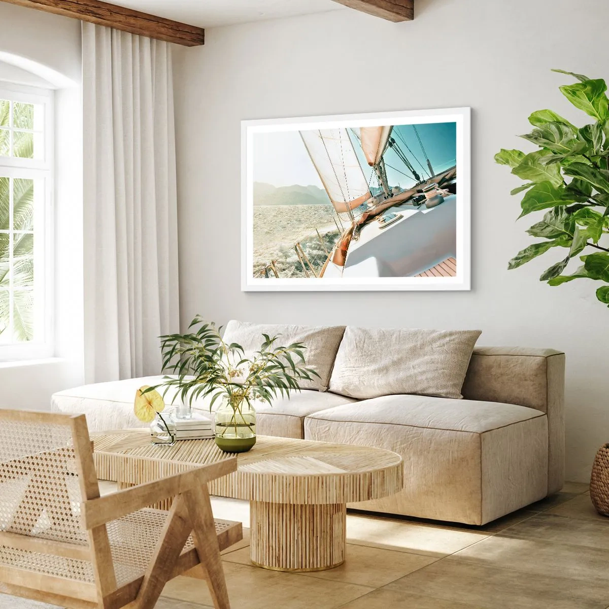 Affiche dans un cadre blanc - Poster - Toutes voiles dehors - 50x40 cm